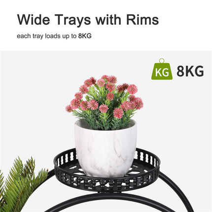 Metal Plant Stand Rack 4Tier Indoor Flower Pot Stand with Wheels for Living Room.