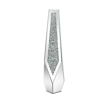 P&P Silver Sparkling Diamond Floor Vase with Glass Inlay for Modern Living Room Decoration.
