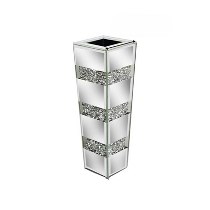 P&P Silver Diamond Inlaid Table Vase, Modern Decorative Centerpiece for Home.