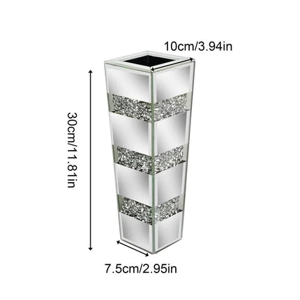 P&P Silver Diamond Inlaid Table Vase, Modern Decorative Centerpiece for Home.