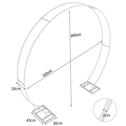 Round Arch Backdrop Stand for Wedding Party Metal Pipe Frame Archway Decoration Indoor Outdoor Double Rails 2.2m.