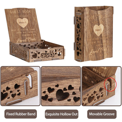 Wedding Guest Book Alternative with Stand+Storage Box+88PCS Wooden Hearts+Pens.