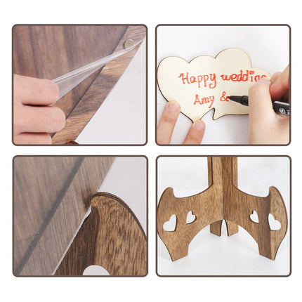 Wedding Guest Book Alternative with Stand+Storage Box+88PCS Wooden Hearts+Pens.