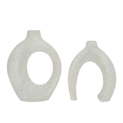Set of 2 Nordic Boho Hollow Snuggle Vases Resin Flower Vases Living Room Decor.