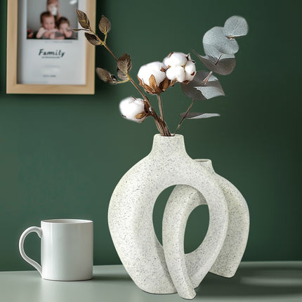 Set of 2 Nordic Boho Hollow Snuggle Vases Resin Flower Vases Living Room Decor.