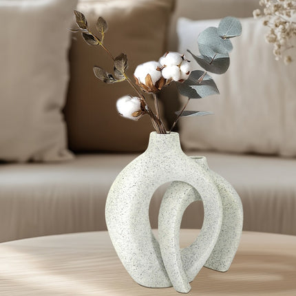 Set of 2 Nordic Boho Hollow Snuggle Vases Resin Flower Vases Living Room Decor.