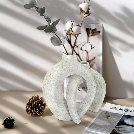 Set of 2 Nordic Boho Hollow Snuggle Vases Resin Flower Vases Living Room Decor.