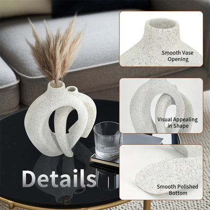 Set of 2 Nordic Boho Hollow Snuggle Vases Resin Flower Vases Living Room Decor.