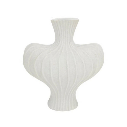 P&P White Nordic Resin Flower Vase with Boho Wabi-Sabi Textured Artistic Design.