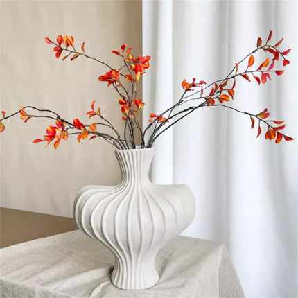 P&P White Nordic Resin Flower Vase with Boho Wabi-Sabi Textured Artistic Design.