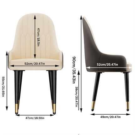 High-End Dining Chairs Set of 2 Faux Leather Upholstered Kitchen Chairs Two-Tone Design, Creamy white & grey.