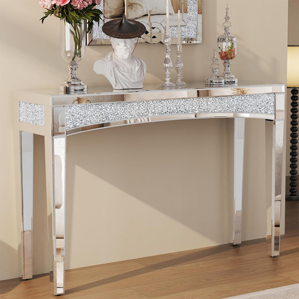 Crushed Diamond Mirrored Console Table Entrance Furniture.