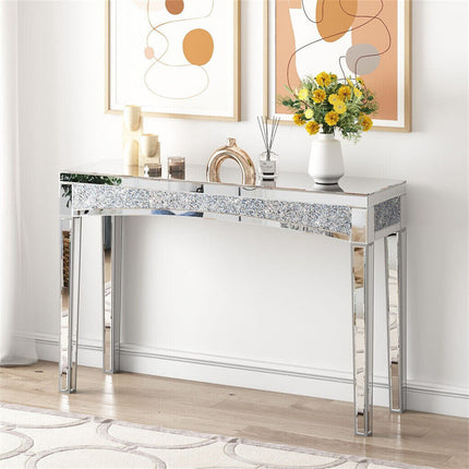 Crushed Diamond Mirrored Console Table Entrance Furniture.