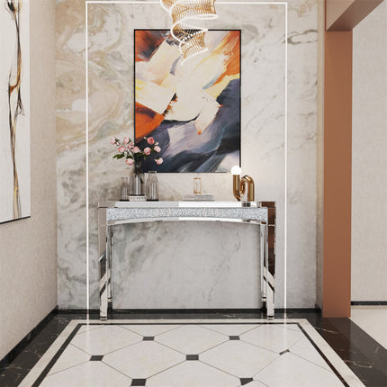 Crushed Diamond Mirrored Console Table Entrance Furniture.