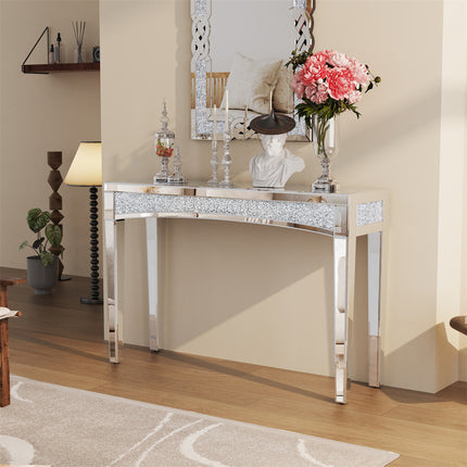 Crushed Diamond Mirrored Console Table Entrance Furniture.