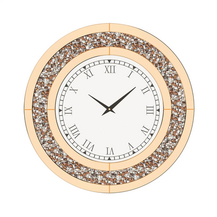P&P Brown Crushed Diamond Square Wall Clock Luxury Decorative 60x60cm.