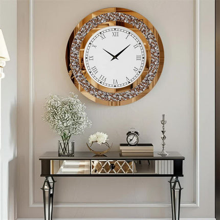 P&P Brown Crushed Diamond Square Wall Clock Luxury Decorative 60x60cm.