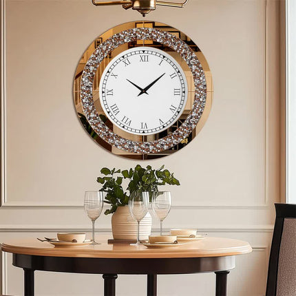 P&P Brown Crushed Diamond Square Wall Clock Luxury Decorative 60x60cm.