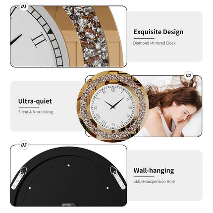 P&P Brown Crushed Diamond Square Wall Clock Luxury Decorative 60x60cm.