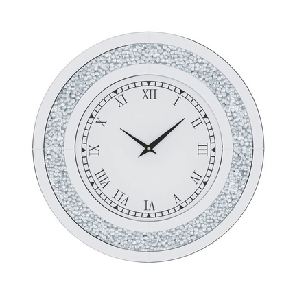 P&P Silver Crushed Diamond Square Wall Clock Luxury Decorative 60x60cm.