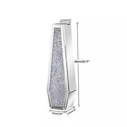 Silver Mirrored Floor Vase Luxury Diamond Flower Vase Living Room Home Office.