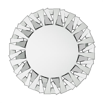 Silver Sunburst Round Wall Mirror.