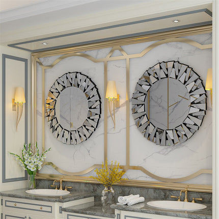 Silver Sunburst Round Wall Mirror.