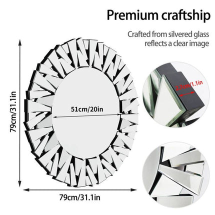 Silver Sunburst Round Wall Mirror.