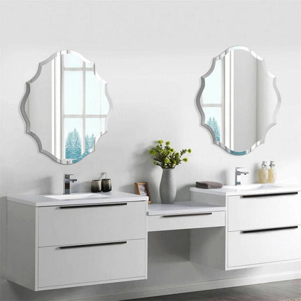 Beveled Silver Oval Wall Mirror Versatile Frameless Design for Vertical or Horizontal Display.