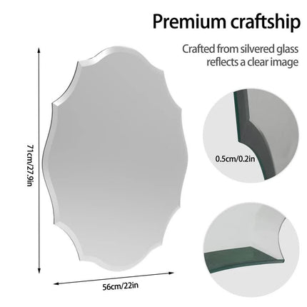 Beveled Silver Oval Wall Mirror Versatile Frameless Design for Vertical or Horizontal Display.