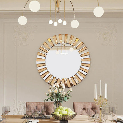 Radiant Sunburst Mirror: Elegant Wall Mounted Decor for Your Living Space Size 80x80cm.