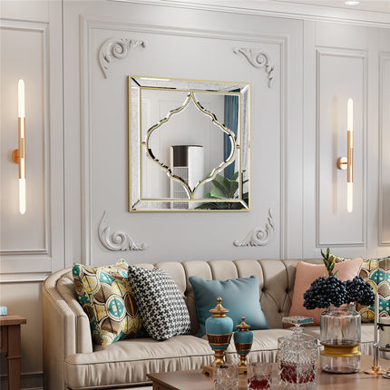 High-grade Unique Decorative Accent Mirror Elegant Square Wall Silver HD Mirror.