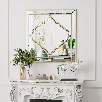 High-grade Unique Decorative Accent Mirror Elegant Square Wall Silver HD Mirror.