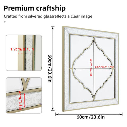 High-grade Unique Decorative Accent Mirror Elegant Square Wall Silver HD Mirror.