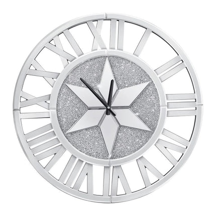 Sparkle Twinkle Crystal Diamond Wall Clock Silver Mirror Wall Decor Big Clocks.