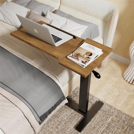 Premium height Adjustable Overbed Bedside Table With Wheels Solid Tilt Tray Table.