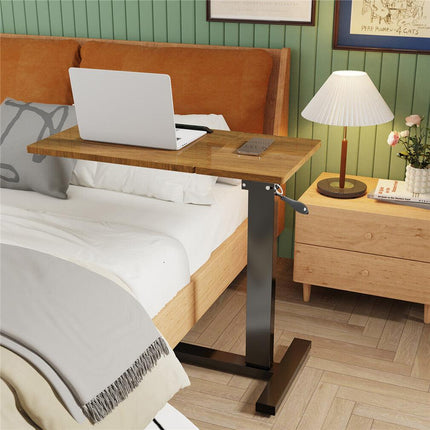 Premium height Adjustable Overbed Bedside Table With Wheels Solid Tilt Tray Table.