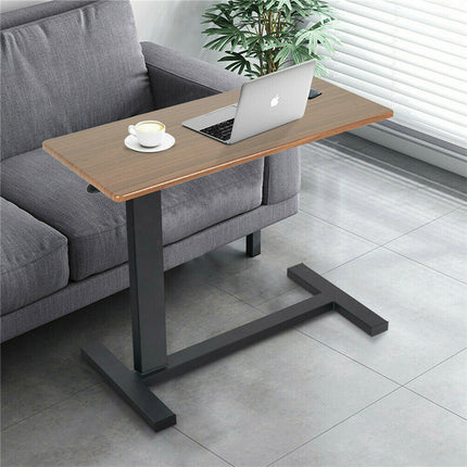 Non Tilt Top Overbed Bedside Table with Auto-Touch Adjustable Height Wheels.
