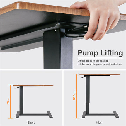Non Tilt Top Overbed Bedside Table with Auto-Touch Adjustable Height Wheels.