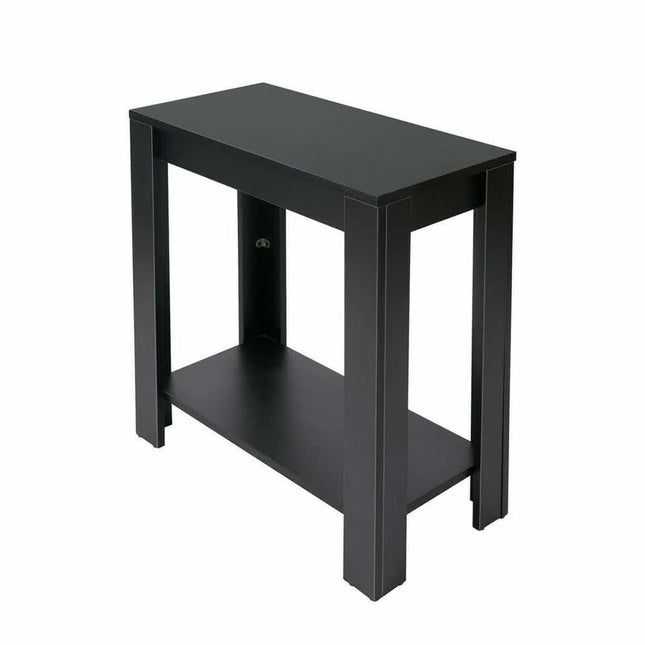 Rustic 2 Tier Side Table Open Accent Table Bedside Storage Slim Coffee End Table.