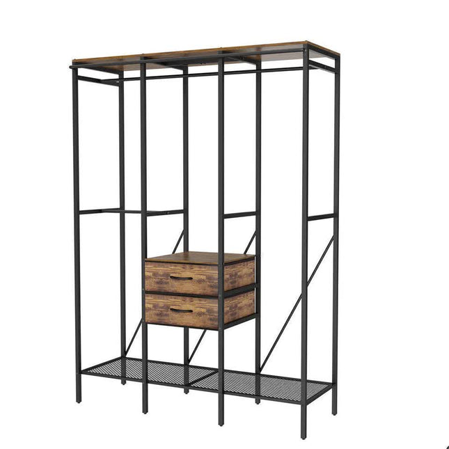 XXXL Large Open Wardrobe Closet - Freestanding Clothes Rail Rack with Curtains (AU).