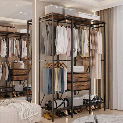 XXXL Large Open Wardrobe Closet - Freestanding Clothes Rail Rack with Curtains (AU).