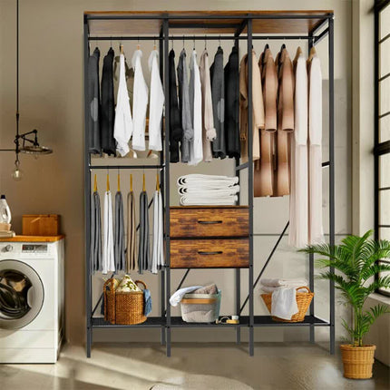 XXXL Large Open Wardrobe Closet - Freestanding Clothes Rail Rack with Curtains (AU).