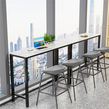 Xxl Marble Kitchen Bar Table Counter Breakfast Dining Table W/ Thicken Metal Leg.