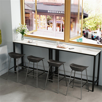 Xxl Marble Kitchen Bar Table Counter Breakfast Dining Table W/ Thicken Metal Leg.