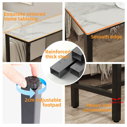 Xxl Marble Kitchen Bar Table Counter Breakfast Dining Table W/ Thicken Metal Leg.