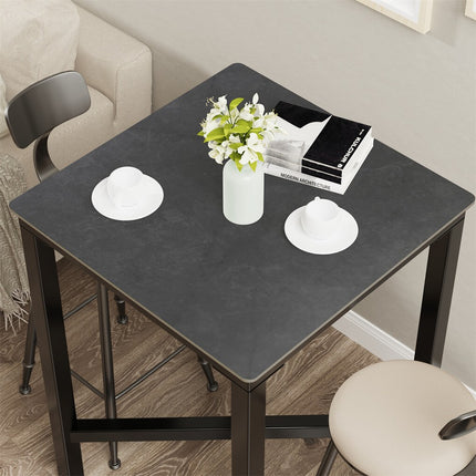 Tall Square Sintered Stone Bar Table.