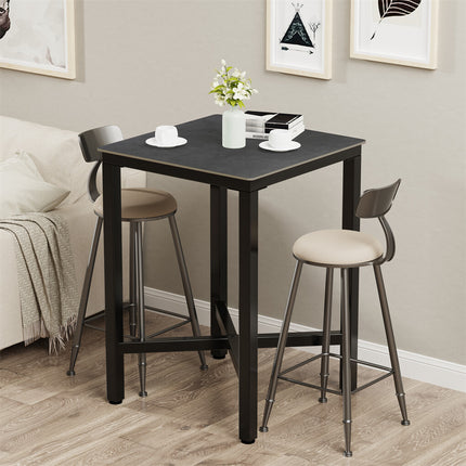 Tall Square Sintered Stone Bar Table.