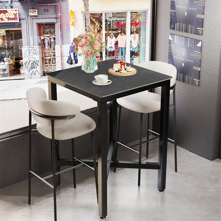 Tall Square Sintered Stone Bar Table.