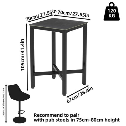 Tall Square Sintered Stone Bar Table.